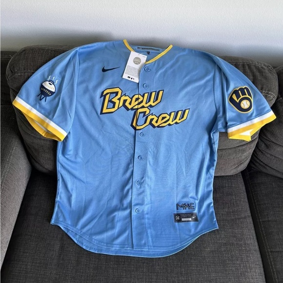 Nike Authentic Milwaukee Brewers City Connect MLB Baseball Jersey Men’s Sz Large
